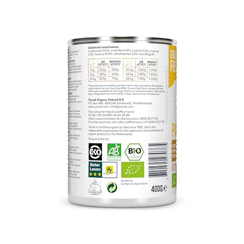 YARRAH Bio Hundefutter Pate Huhn, Spirulina, Seetang 400 g, 12er Pack (12 x 400 g)