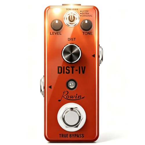 Rowin Distortion Guitar Effect Pedal Mini Analog Ultra Distortion Pedal for Electric Guitar True Bypass DC 9V