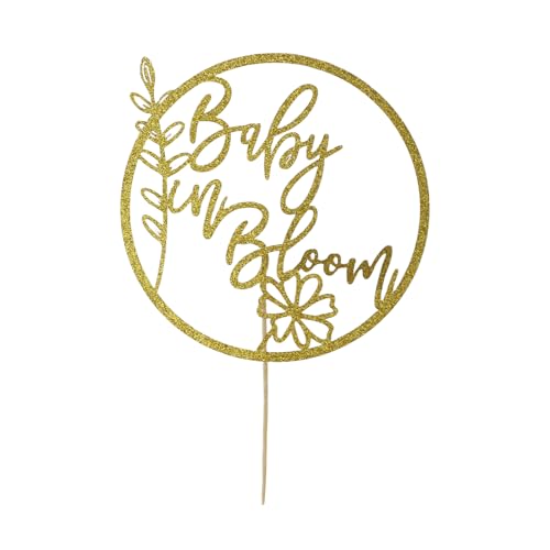 Y8BBPDDGCP - Decoración para tartas de baby shower con diseño de flores doradas para niños y niñas, suministros para fiestas de revelación de género
