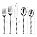 Gourmet Settings - 20-Piece Silverware Set - Silver Tear Collection - Polished Stainless Steel Flatware Sets - Service for 4 - Kitchen Cutlery Utensil Knife/Fork/Spoons - Dishwasher Safe