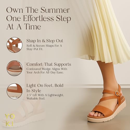 YOKI TUNSA-20 Women's Wedge Platform Sandals – Strappy Sandals With Arch Support, Comfortable Dress Sandals, Summer Platform Sandals 5