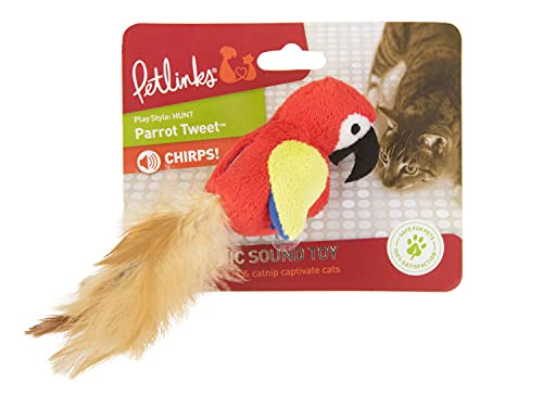 Petlinks Parrot Tweet Electronic Sound Cat Toy, Catnip Filled, Battery Powered - Randomly Selected Color, One Size #TOP5