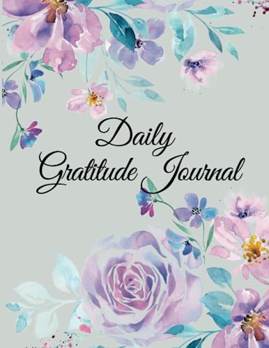 Journal de gratitude quotidien à motif floral gris grand format 21,6 x 27,9 cm