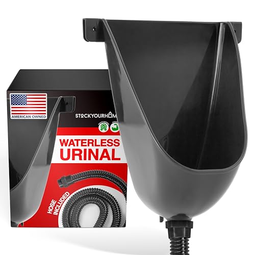 Stock Your Home Waterless Urinal for Men (Black), Plastic Urinals for Men's Garage, Shed, or Backyard, Wall Mount Urine Diverter and Outdoor Camper Urinals, Portable Urinal for Men, Waterless Toilet