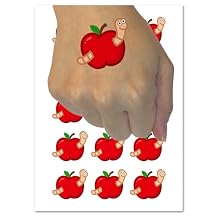 Worm in Apple Temporary Tattoo Water Resistant Fake Body Art Set Collection - 15 2" Tattoos 1 Sheet