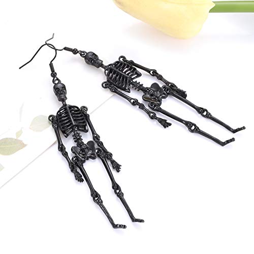 NVENF 3Pairs Halloween Skeleton Earrings for Women Gothic Skull Skeleton Drop Earrings Dress Up Costume Earring for Women2