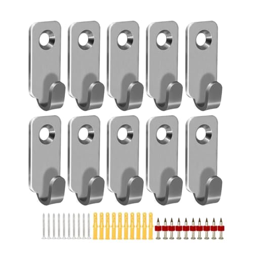 Image of 10-Pack Heavy Duty Wall Mount Hooks,304 Stainless Steel Mini J Hook,Keyhole Hanger,for Hanging Picture Frames,Mirror,Wire (Silver)
