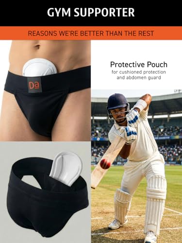 Image of DAMENSCH Activewear Supporter for Gym, Premium Microfiber Blend for Men Workout, Quick Dry, Moisture Wicking Supporter for Cricket, Gym, Running, Sports Underwear for Men