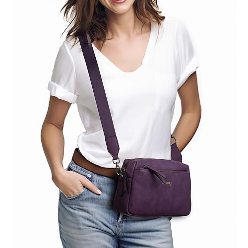 Image of Alldaily Small Triple Zip Crossbody Purse for Women, Vegan Leather Phone Bag with Wide Shoulder Strap