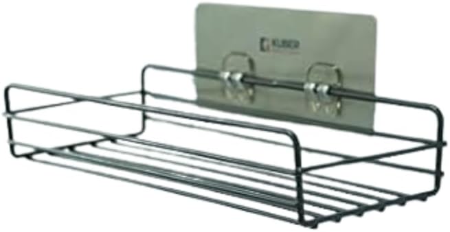 BIRDWING Flat Design 2 Pic Wall Mounted Stand Holder with Adhesive Sticker No-Drilling Soap/Shampoo Holder Ideal for Kitchen, Bathroom (GG_Pack Of-2)