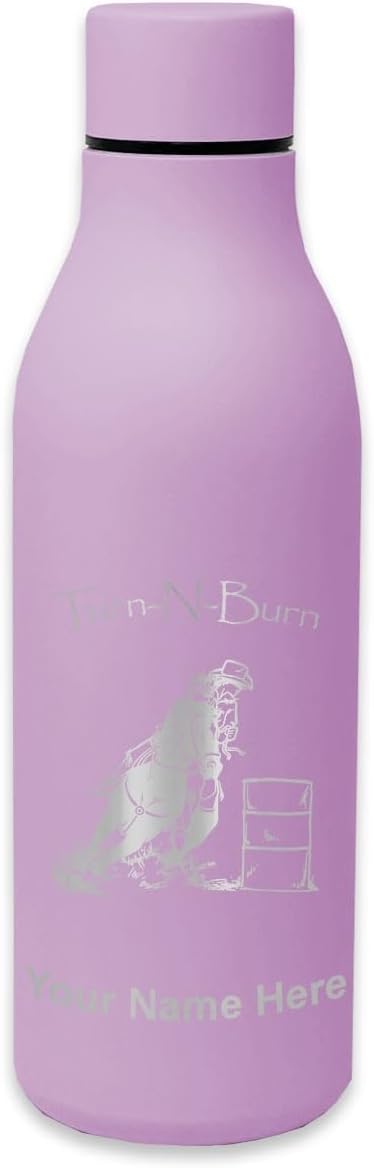 LaserGram Double Wall Stainless Steel Water Bottle, Barrel Racer Turn N Burn, Personalized Engraving Included
