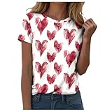 QJDFLL Jahrestag Geschenk FüR Ihn 2 Jahre Damen T-Shirt mit Rundhalsausschnitt und Valentinstag-Aufdruck, kurzärmelig(Rosa,M)