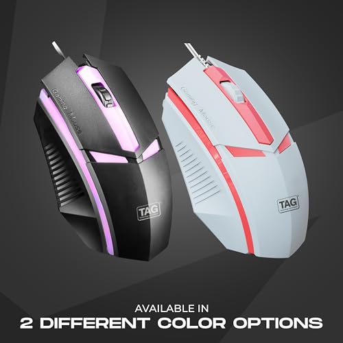 Image of TAG EVE Wired Optical Mouse White USB Interface, 1000 DPI High Precision Sensor, 3 Button Control, Breathing LED Light, Lightweight & Portable Design, for PC Laptop Desktop - for Windows Mac Linux