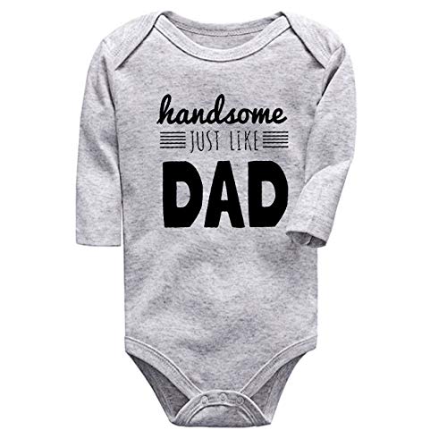 shlrzy Handsome just Like dad Newborn Baby boy Clothes Funny Baby Bodysuits graylong,3-6Months