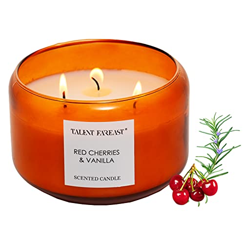 Talent Fareast Red Cherry & Vanilla Highly Scented Candle For Home 16 Oz Aromatherapy Candles Relaxing Enhanced Aroma Luxury Gift 40 Hour Long Lasting Natural Soy Wax Premium Fragrance Glass Candle #TOP19