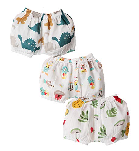 Unisex Baby Girls Boys 3 Pack Cotton Bloomer Shorts Pull On Shorts Cotton Baby Kids Pants Elastic Waist Shorts (ACF 80)