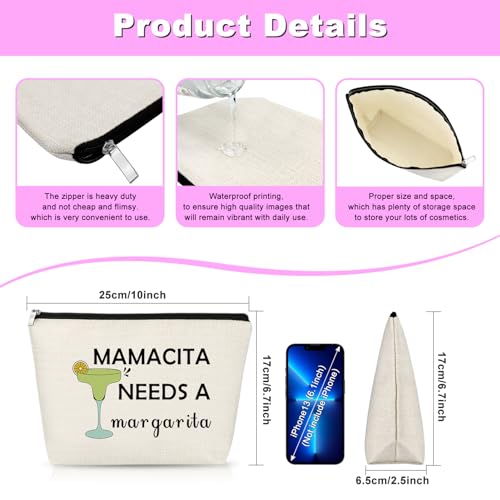 Drinking Lover Gift for Women Margarita Lover Gift Makeup Bag Tequila Cocktail Present Cosmetic Bag Girl Bartender Trip Bachelorette Party Christmas Birthday Present for Sister Bff Travel Pouch2