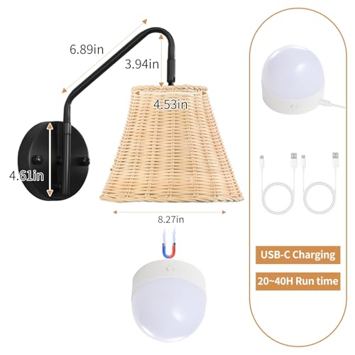 Image of Plug in Wall Sconces Set of Two,Wall Lamps for Bedroom, Decorative Plug in Corner Wall Sconce, Wall Lamp for Living Room, Sconce Light with UL Certified 5.2FT Clear Cord
