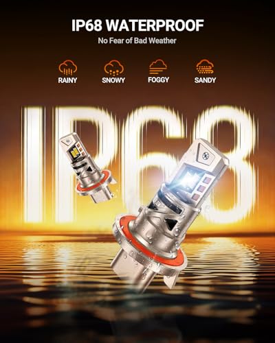 Image of SEALIGHT H13 /9008 Bulbs, 52,000LM 1000% Bright S6 Pro H13 Bulb with 2025 4th-Core LED Chips, Ultra 80,000hrs+ Lifespan 9008 Drving Light, 6500K White 1:1 Design Size Plug and Play Fog Light, Pack of 2