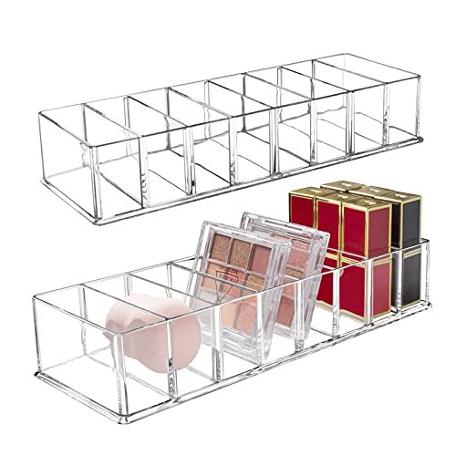 Seitop Paquete de 2 organizadores de maquillaje desmontables, 8 compartimentos de acrílico para almacenamiento de cosméticos cajas de exhibición de joyas organizador de cajones transparente