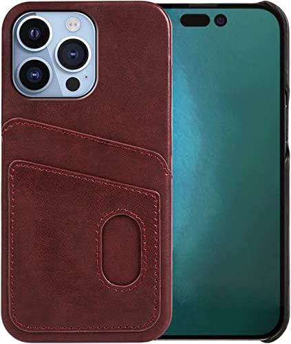 Étui en cuir iPhone 14 Plus marron foncé chic avec porte-carte intégré