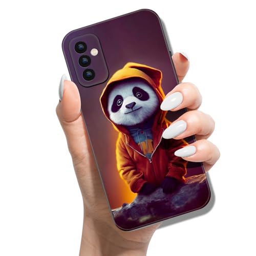 Handyhülle für Samsung Galaxy A15 5G Hülle Tier Muster Motiv Weich TPU Silikon Schwarz Case für Mädchen Jungen Dünn Slim Soft Cover - Panda