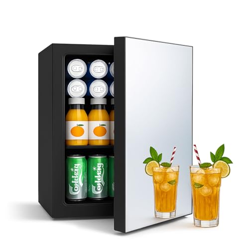Image of DollarDash 7 Temp Control 24 Can Mini Fridge, 0.95 Cu.Ft Beverage Cooler for Soda, Beer, Wine, Beauty Products, Mirrored Door Compact Refrigerator for Bedroom, Dorm, Office, Storage