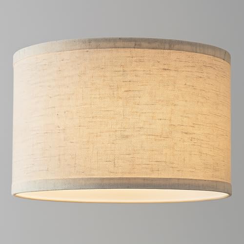 ZEONX 10 (25cm) Beige Linen Drum Lamp Shade – Small Lampshade for Ceiling Lights, Table & Floor Lamps, Compatible with E26 and E27, Easy Fit for Living Room, Bedroom, Office, Kitchen & Hallway