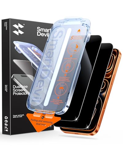 SMARTDEVIL 2 Stück Panzerglas für iPhone 17 Pro Max OnePress Sichtschutzfolie mit staubfreier Installation 9H Härte Militärischer Fallschutz Hüllenfreundliches Design