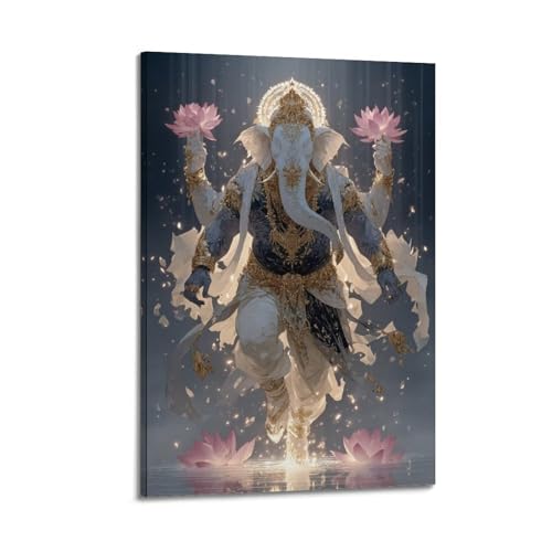 Poster hindou Ganesh doré CMHONLY 20x30 cm encadré pour décoration murale moderne