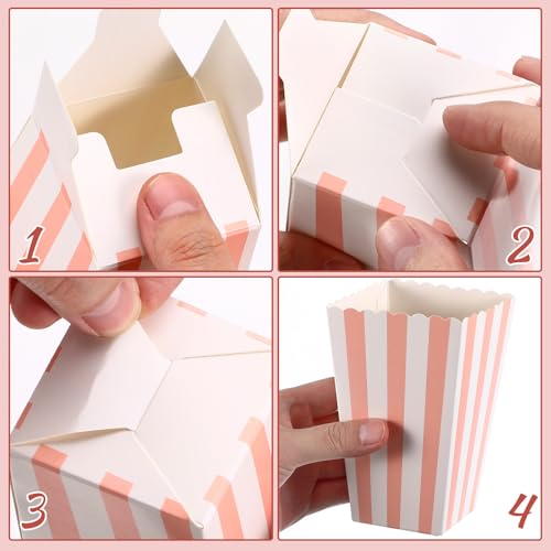 Image of Boxes 48 Pack Paper Popcorn Cups 4.52X2.75 Inches Snack Holders for Birthday Party Favor Supplies and Bar