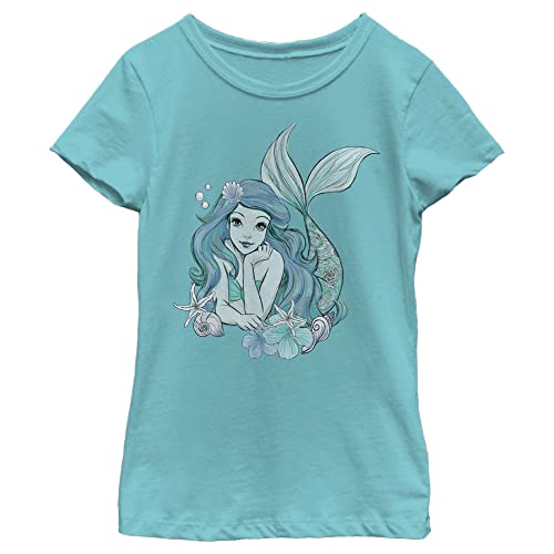 Disney Princess Simple Tonal Ariel Girl's Solid Crew Tee
