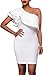 Cfanny Women's Sleeveless One Shoulder Ruffled Sexy Bodycon Party Club Dress