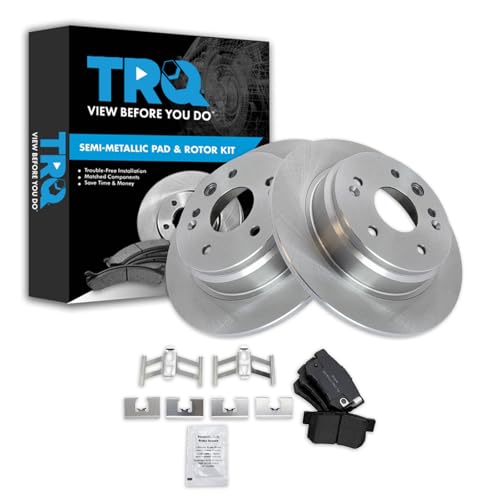 Image of TRQ Rear Brake Pad and Rotor Set Semi Metallic Rotors | For 1999-2003 Acura TL