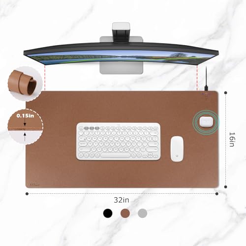 Pad para escritorio con carga inalámbrica EYStech marrón 32x16 miniatura 5