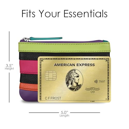 Image of ili New York Leather Mini Compact Coin Purse - Black Brights