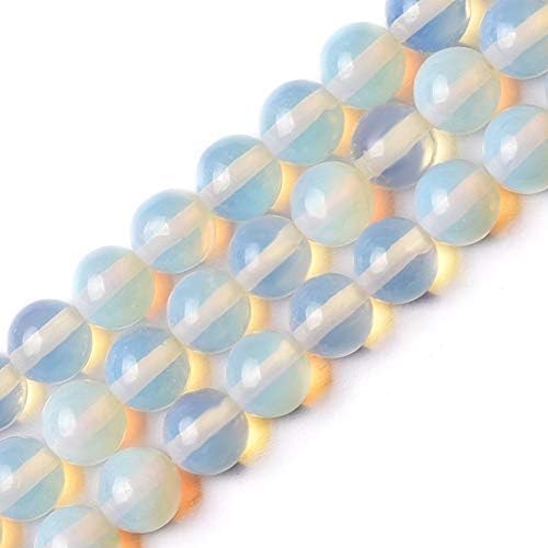 ILVBD Natural Round Opal Beads Bulk 4/6/8/10/12/14MM Loose Beads for Jewelry Making 15” Strand (8MM)