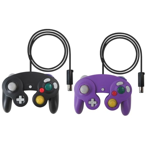 Artmavin 2 Pack for GameCube Controller for Wii/NGC | Wired with Rumble Classic Design - Black and Purple