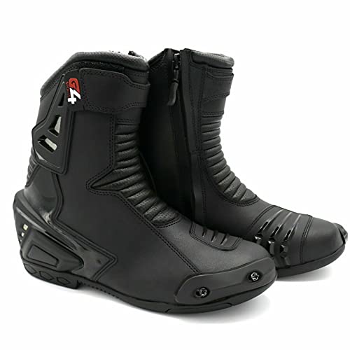 G4 VISION Real Leather Motorbike Shoes High Tech Men's Short Motorcycle Racing Sports Boot Motor Bike Riding