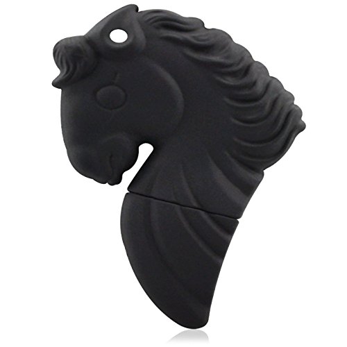 818-Tech no750001 Unidad Flash USB de Alta Velocidad (2/4/8/16/32/64 GB) Escultura Caballo 3D Negro Negro Negro 128 GB