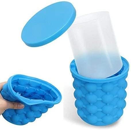 Culinary Gadgets PLUS PRIME Ice Cube Maker Genie,Revolutionary Space Saving Ice Ball Maker Bucket Party Drink Tub Silicone Trays Mold Kitchen Tools for Chilling,Cocktail,Beverages and More