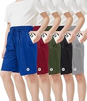 OCYMA 5 Pack Boys Athletic Shorts with Pockets Active Youth Basketball Shorts Quick Dry Kids Gym Soccer Shorts