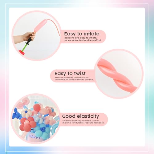 Image of 260 Balloons - Pink Long Balloons for Balloon Arch & Party Decor, 100 Pcs