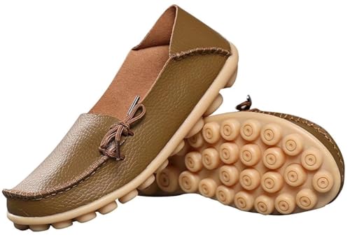 Image of Women's Leather Slipper Loafers Flat Shoes Slip-Ons