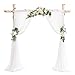 Ling's moment Set of 5 Natural White Wedding Flower Swags with White Sheer Swags for Wedding Arch Arbor Chuppah Stand Decorations