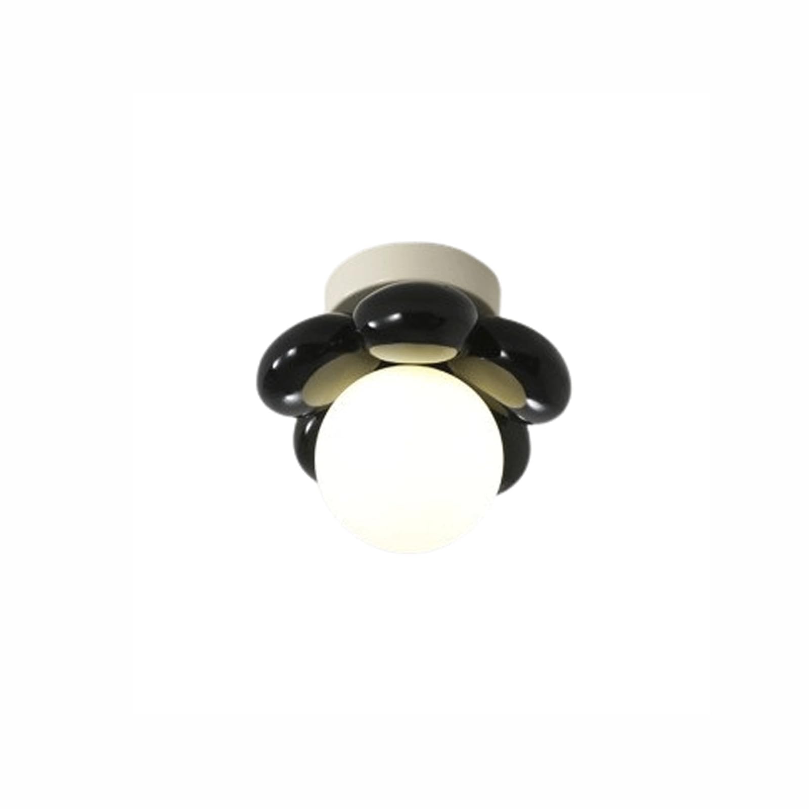 PLQWUJD Exquisite Chandelier Cream Ceiling Light Fixture Flower Ceiling Lamp Resin Close to Ceiling Light Semi Flush Mount Lighting Entrance Chandelier(Nero)
