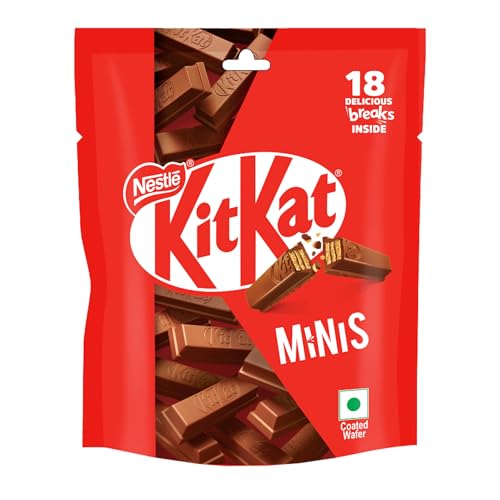 Image of KIT KAT Minis, Choco Coated Wafer Bar, Share Bag, Miniature Pouch, 16 X 7.4 gm | 118.4 g (Pack of 3)