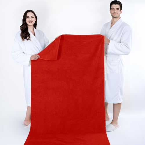 Image of Cotton Paradise 100% Cotton Turkish Towel Set, Soft Absorbent Quick Dry, 2 Piece 35x70 Bath Sheet Set, Red
