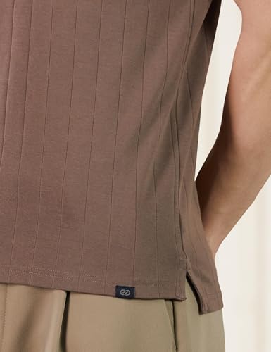 Image of Amazon Brand - Symbol Men Regular Fit Rib Textured Polo| Half Sleeves | Available in Plus Size