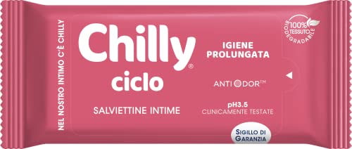Chilly Cycle Wipes, Intimate Hygiene Wipes, 100% Biodegradable Fabric, Optimal Outside Home, PH 3.5, Clinically Tested, Pack of 12 Wipes